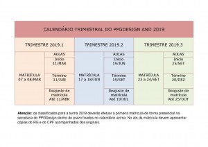 CALENDÁRIO 2019